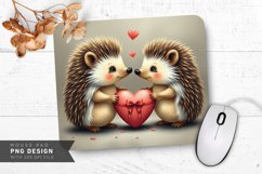 Hedgehog Heart Gift Mouse Pad PNG Design Product Image 1