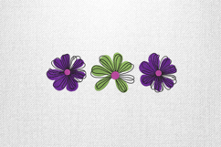 Purple Green Flower Trio Embroidery Design Product Image 1