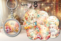 Watercolor Spring | Car coaster &amp; key chain sublimation Product Image 1