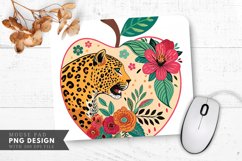 Whimsical Leopard Apple Mouse Pad PNG Design Product Image 1