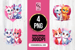 Cute Cat Couple Love Clipart Sublimation PNG Product Image 1