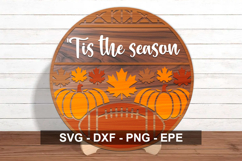 Tis the Season Football Fall Round Sign SVG Product Image 2