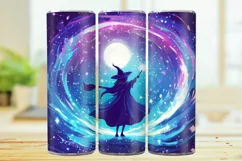 Cosmic Witch 20oz Skinny Tumbler Wrap Sublimation Design. Product Image 1