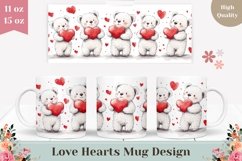 Cute Bear Mug Template, Love Hearts Mug Sublimation Product Image 1