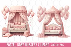 Pastel Baby Nursery Clipart, Baby Nursery Clipart Product Image 1