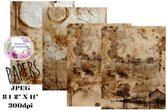 Grunge, Sepia, Mixed Media, Papers, Junk Journal Product Image 1
