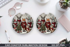 Owls Car Coaster Sublimation| Christmas Coaster PNG Product Image 1
