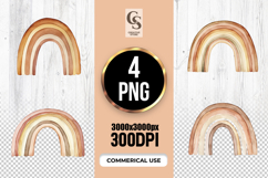 Neutral Boho Rainbow Watercolor Illustration Clipart Product Image 1