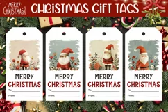 Cartoon Santa Claus Gift Tags, Christmas Product Tag PNG Product Image 1