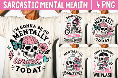 Sarcastic Mental Health Skeleton PNG, Funny Anxiety Humor Product Image 1