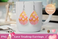 Cute Valentine Earrings, Pink Hearts Earrings Sublimation Product Image 1