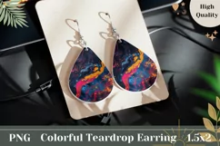Art Paint Teardrop Earrings PNG, Fluid Art Earrings Design Product Image 1