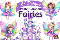Pastel Fairy Clip Art PNG With Glitter, Rainbow Fairy Png Product Image 1