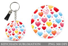 Colorful Hearts Keychain. Valentines Hearts Keychain Design Product Image 1