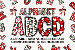 Valentine Alphabet Clip Art, valentines day letters doodle Product Image 1