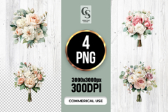 Watercolor Rose Wedding Bouquet Clipart Sublimation PNG Product Image 1