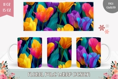 Colorful Tulips Mug Wrap, Flowers Mug, Colorful Mug Template Product Image 1