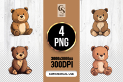 Cute Brown Teddy Bear Clipart Sublimation PNG Product Image 1