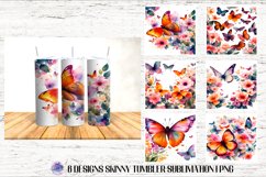 Watercolor Butterflies 20 OZ Tumbler Sublimation Design PNG Product Image 1