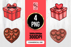 Heart Gift and Chocolate Clipart Sublimation PNG Product Image 1