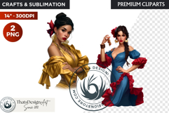 Spanish Flamenco dancer woman Clipart, Sevillana Product Image 1