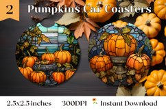 Stained Glass Car Coaster Sublimation, Fall Pumpkins Coaster Product Image 1