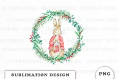 Peter Rabbit Christmas Wreath Clipart PNG Product Image 1