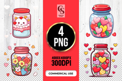Cute Hearts Jar Clipart Sublimation PNG Product Image 1