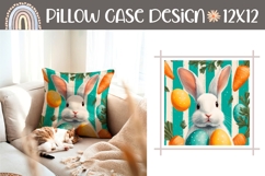 Cute Easter Bunny Pillowcase, Cartoon Carrot Pillow PNG Product Image 1