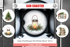 Farmhouse Christmas Decor Car Coaster Product Image 1