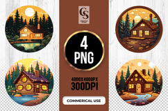 Cozy Cabin Landscape Clipart Sublimation PNG Product Image 1