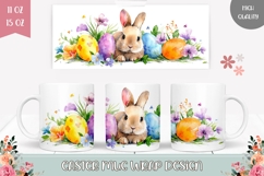 Watercolor Animals Mug Design, Cartoon Easter Bunnies Mug Product Image 1