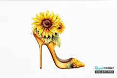 Sunflower High Heel Watercolor PNG Clipart Product Image 1