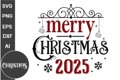 Merry Christmas 2025 SVG | Christmas SVG | Christmas PNG Product Image 1