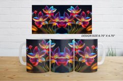 3D Crystal Orchid Flower Neon | Mug sublimation design Product Image 4