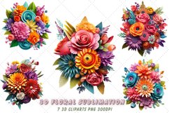 3d sublimation Floral Bouquet Clipart Bundle, 3D Sublimation Product Image 1