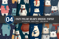 Cozy Polar Bears Digital Paper Product Image 1