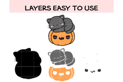 Cute Halloween Cat SVG | Kawaii Black Cat on Pumpkin Clipart Product Image 2