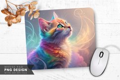 Enchanted Rainbow Cat in Misty Glow Mouse Pad PNG Design Product Image 1