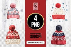 Knitted Winter Beanie Hats Clipart Sublimation PNG Product Image 1