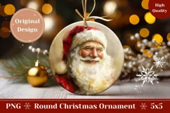Santa Claus Round Ornament, Winter Round Ornament PNG Product Image 1