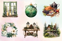 Watercolor Nordic Christmas Clipart Bundle, Nordic Christmas Product Image 2