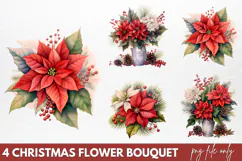 Christmas Flower Bouquet Clipart PNG Product Image 1