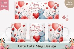 Love Hearts Mug Design, Valentine Mug Sublimation Design Product Image 1