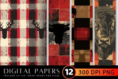 Retro Lumberjack Buffalo Plaids Digital Paper Backgrounds Product Image 1