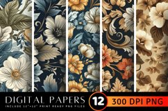Vintage Retro Floral Seamless Pattern Digital Backgrounds Product Image 1
