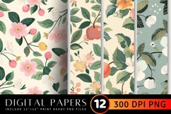 Pastel Cottage core Floral Apple Garden Digital Paper Backgr Product Image 1