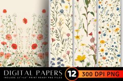 French Paper Cottage core Wildflowers Digital Paper Backgrou Product Image 1