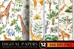 Watercolor Safari Digital Paper Backgrounds Product Image 1