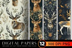 Enchanted Woodland Stag Digital Paper Backgrounds Product Image 1